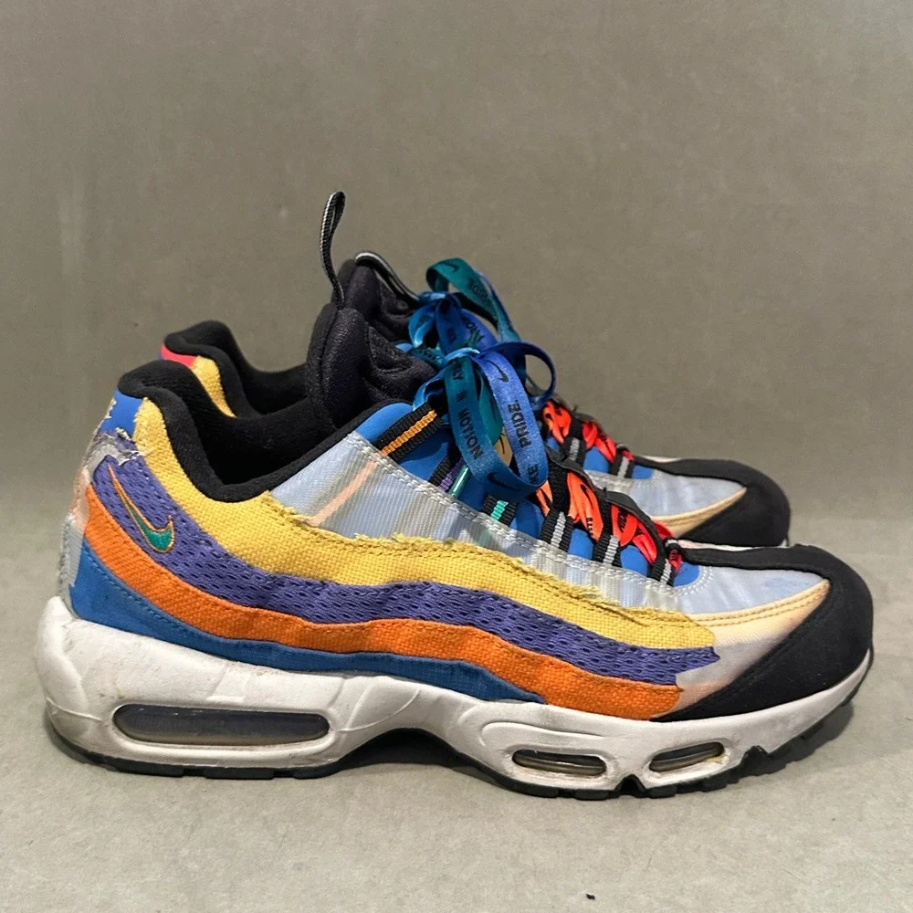 Nike Air Max 95 Be True Pride Multi Color Rainbow Sneakers CK0262-100 Mens 8.5